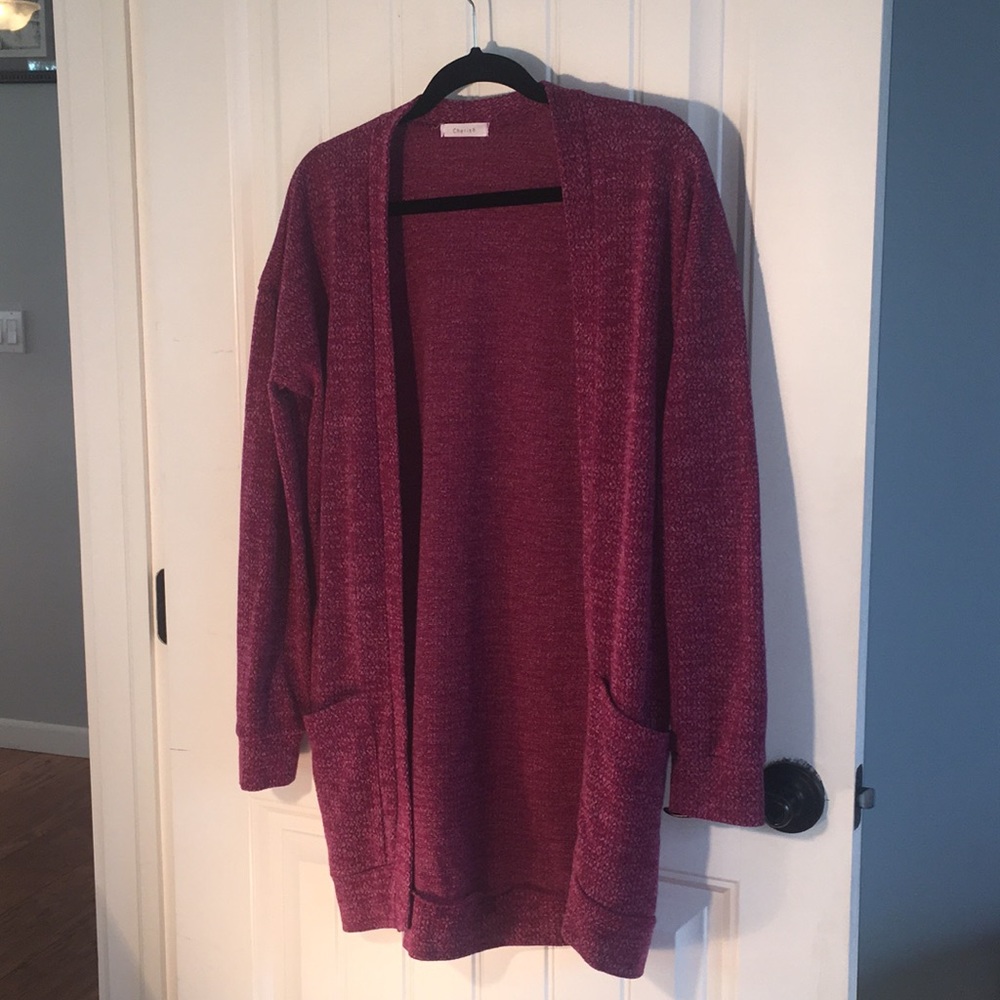 Purple long cardigan